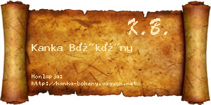 Kanka Bökény névjegykártya